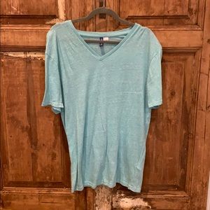 Teal H&M Deep V heathered tee